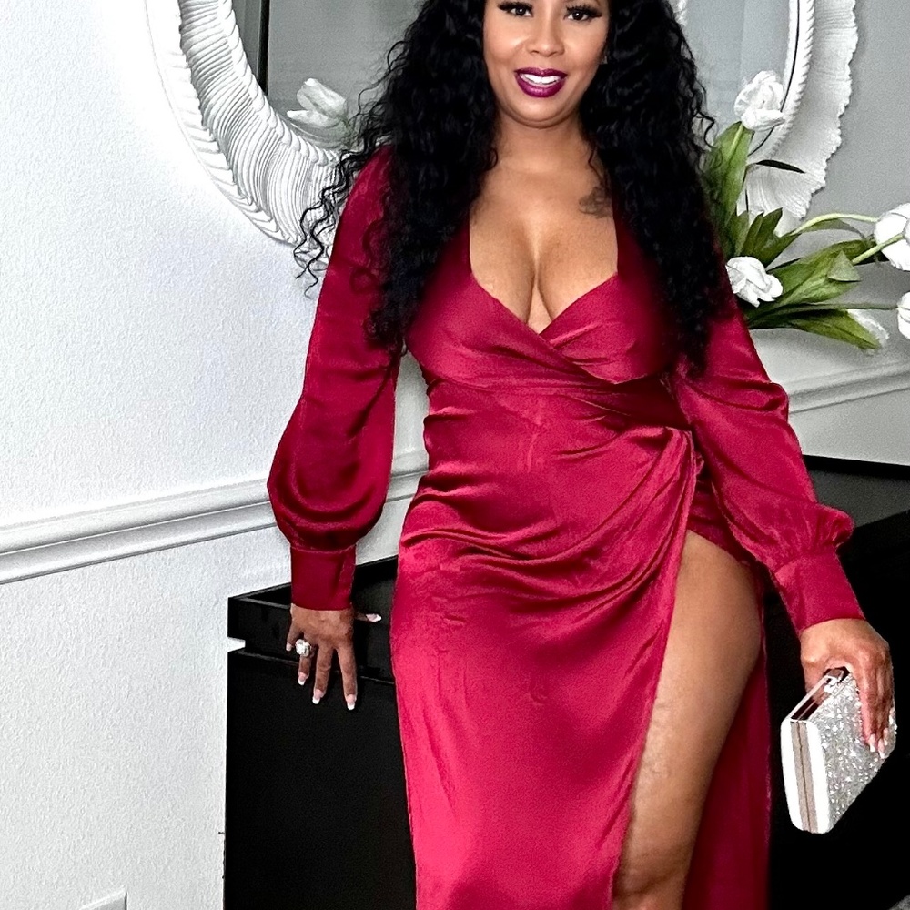 Red satin sexy dress